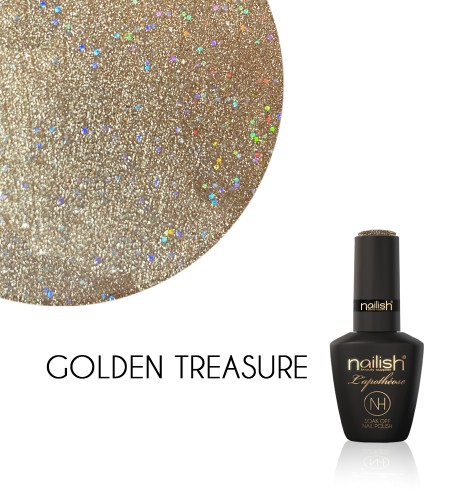 Oja Semipermanenta Glitter Golden Treasure., Oje Semipermanente Glitter